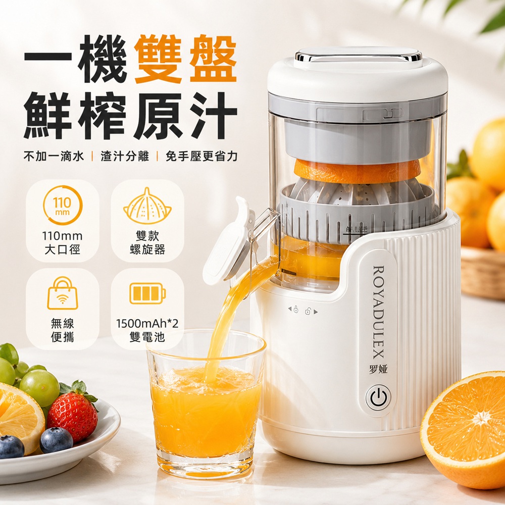 Rtako 冷慢磨鮮榨原汁機 果渣分離 雙刀萃取 柳橙檸檬榨汁機 家用果汁機 可拆式清洗
