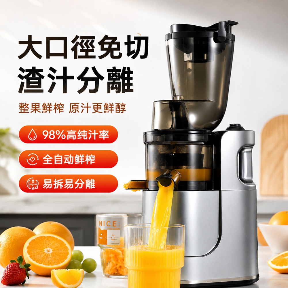 Rtako 全自動果蔬原汁機 慢磨榨汁機 渣汁分離 螺旋擠壓 可拆卸清洗 電動榨汁機
