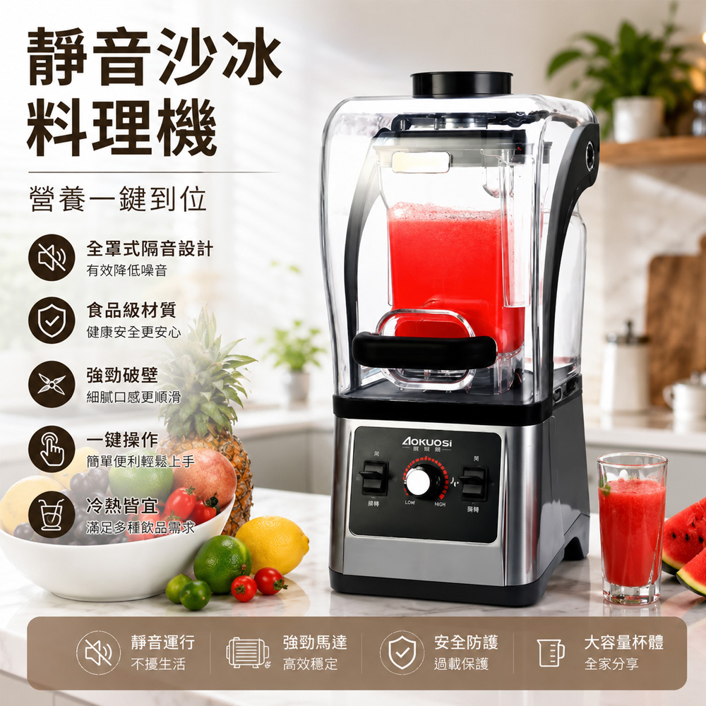 Felsted 菲仕德 全罩式靜音果汁料理機 1.6L 大容量隔音冰沙機 碎冰機/果汁機/豆漿機/食物調理機 YW