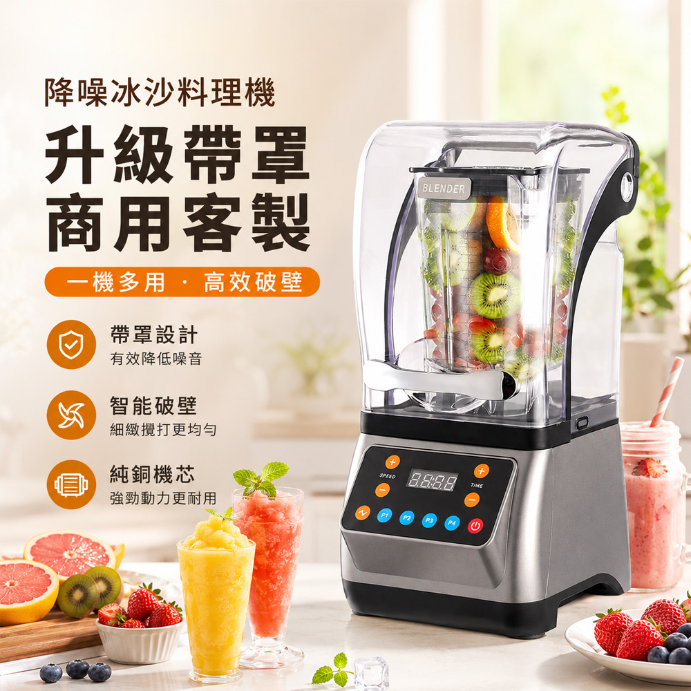 Felsted 菲仕德 商用1.8L智慧果汁料理機/冰沙機 防噪隔音罩 多功能果汁機 一機多用 YW