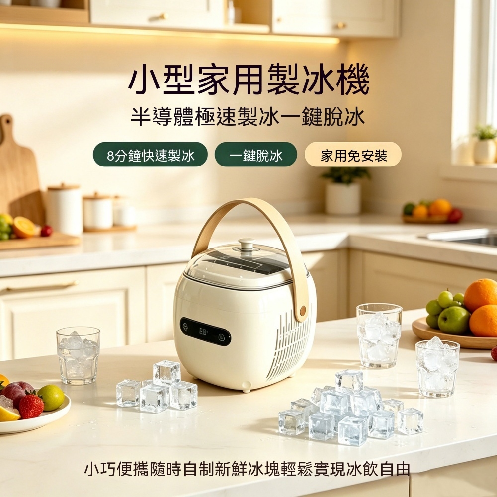 【銘利萊】家用製冰機 mini小型製冰機 宿舍小功率製冰機 辦公室桌面製冰 戶外便攜 智能製冰機 台灣熱賣