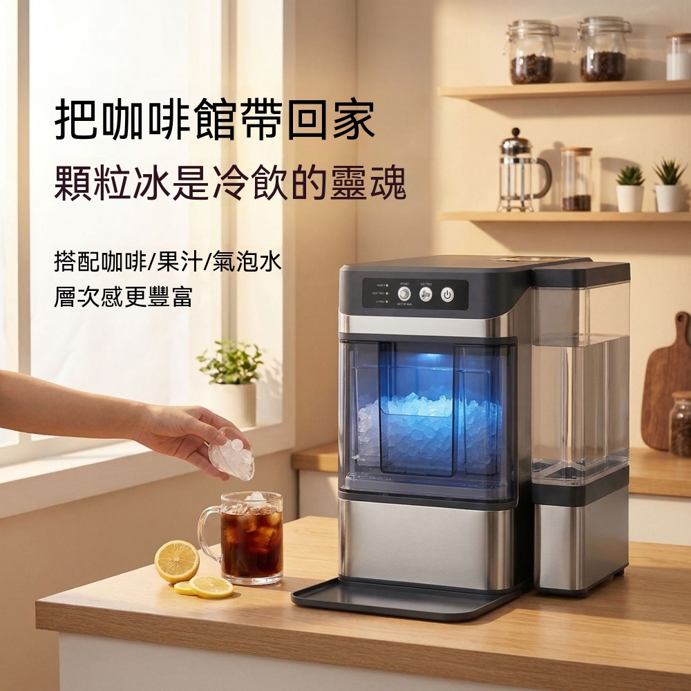 【銘利萊】110V製冰機 家用製冰機 全自動製冰機 咀嚼綿綿碎冰機 加大水箱 小型製冰機 顆粒冰製冰機