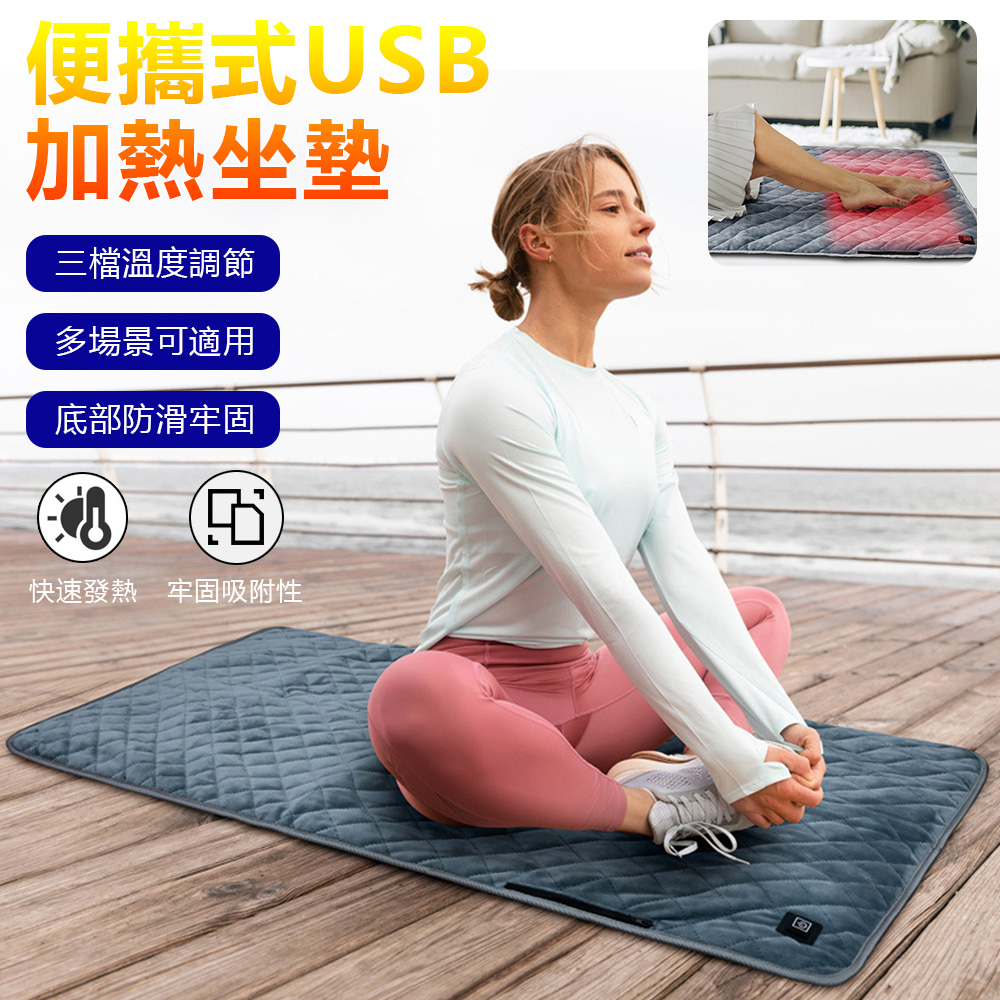 USB多功能發熱坐墊 便攜戶外野餐加熱坐墊 可水洗保暖墊 瑜伽坐墊 熱敷墊 電熱毯 暖身毯 交換禮物