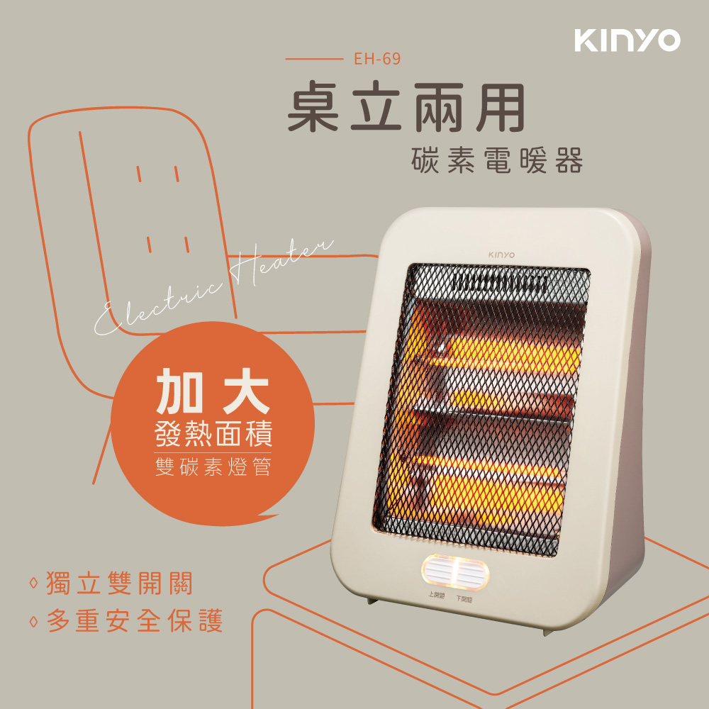 KINYO 桌立兩用碳素電暖器 EH-69