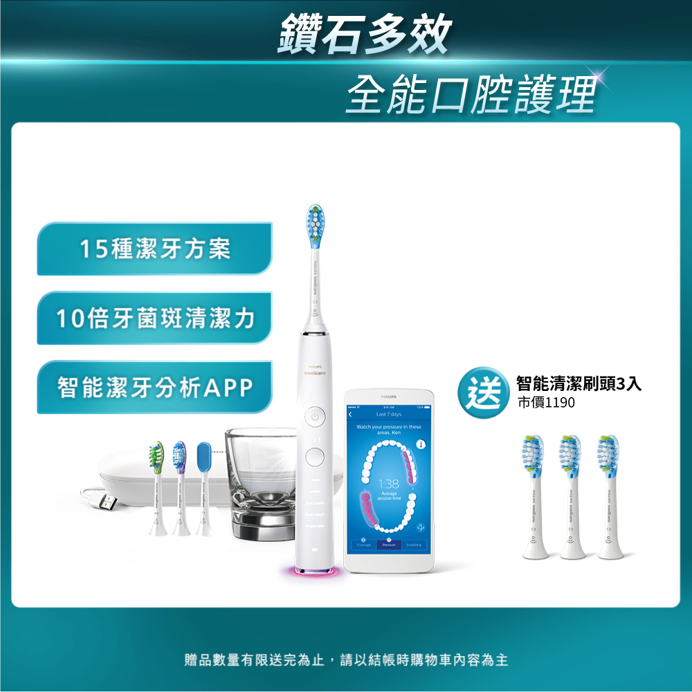 PHILIPS 飛利浦 Sonicare DiamondClean Smart 鑽石極淨智能音波震動牙刷HX9924/02 (晶鑽白)(電動牙刷)