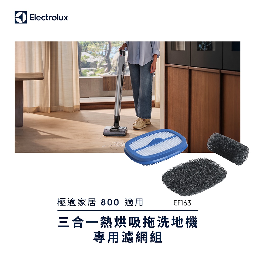 Electrolux 伊萊克斯 極適家居800三合一熱烘吸拖洗地機專用濾網組合(EF163)