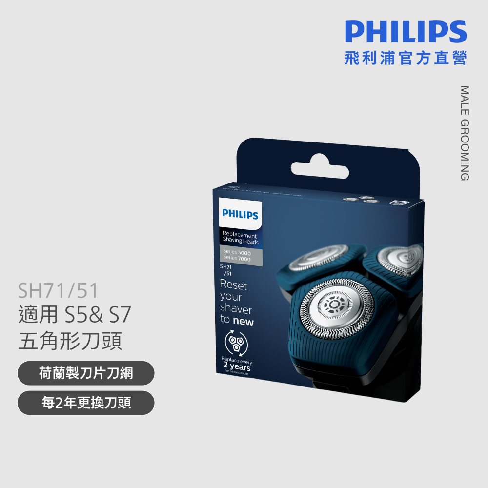 S5000&S7000 智能系列三刀頭電鬍刀刀頭 SH71/51