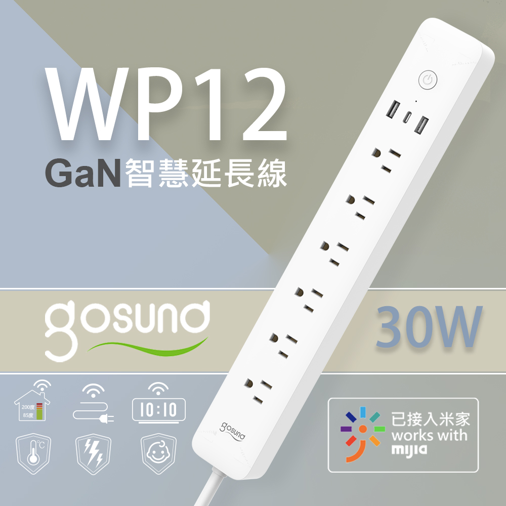 Gosund 酷客 30W GaN智慧延長線 WP12 延長線 電量統計