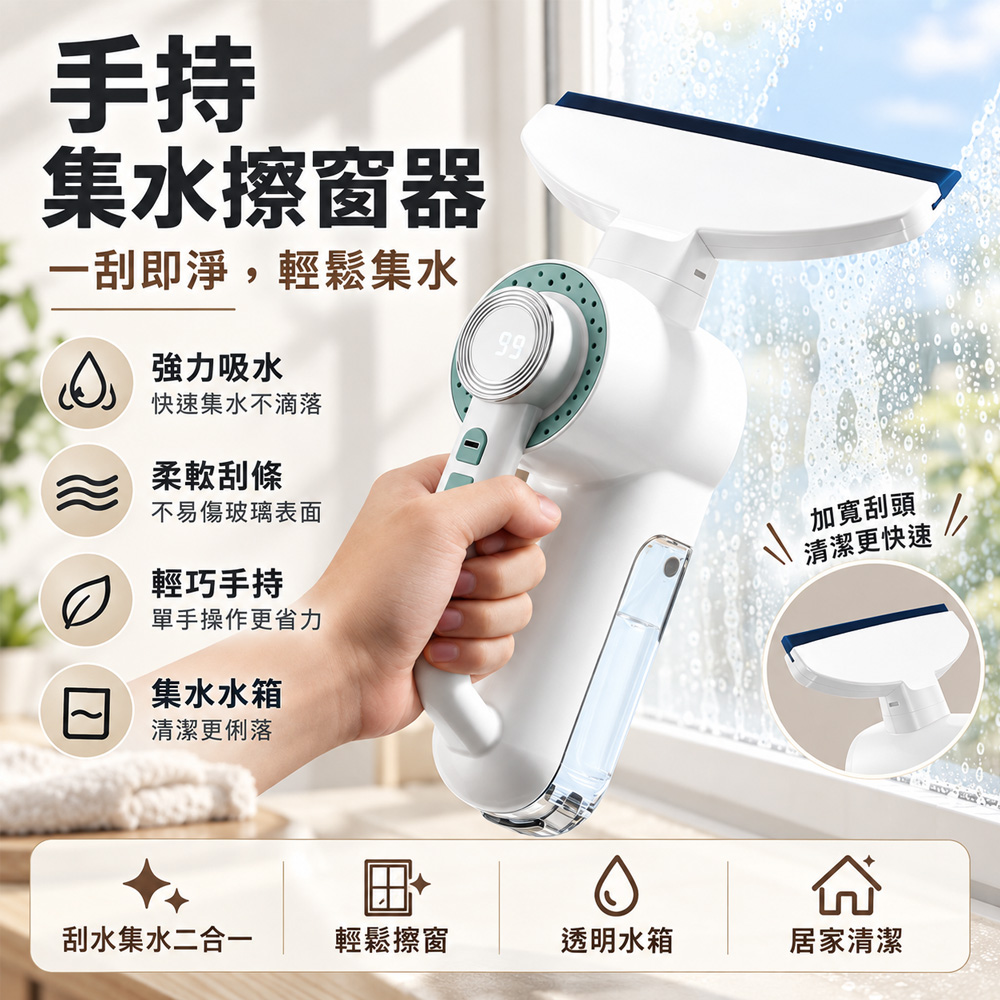 Rtako 無線電動擦窗機 玻璃刮水器 電動吸水清潔機 窗戶除水垢 強力吸附 / 數顯螢幕 /長續航