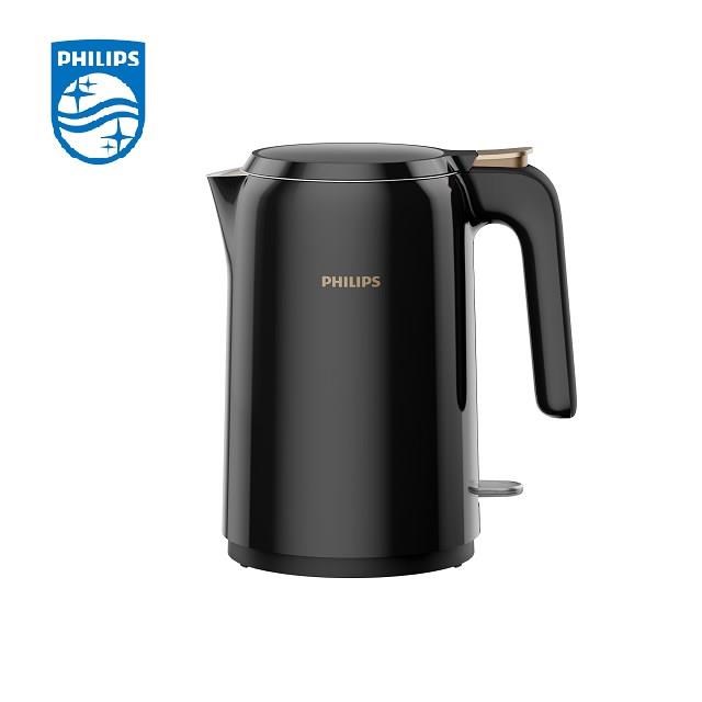 PHILIPS 飛利浦 1.5L不鏽鋼煮水壺 (HD9389/80)+吐司機(黑色)HD2582/92