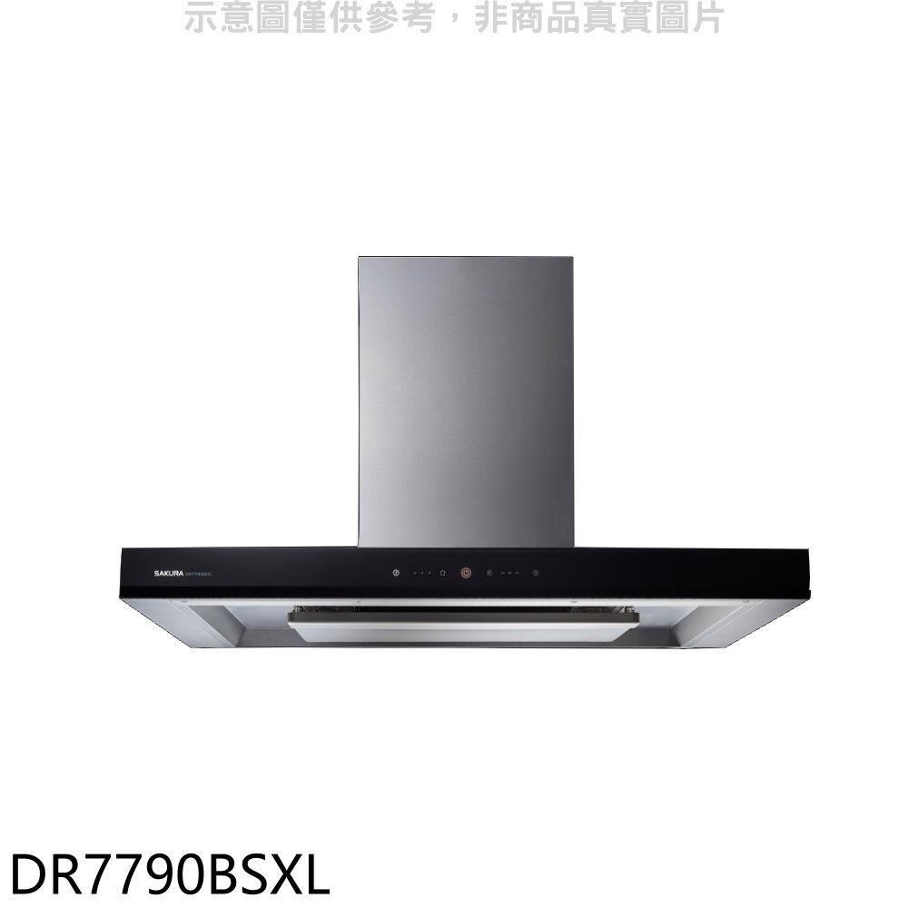 SAKURA 櫻花 【南紡購物中心】 【DR7790BSXL】90公分倒T歐化渦輪變頻觸控式玻璃面板排油煙機