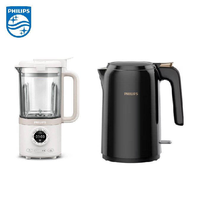 PHILIPS 飛利浦1.5L不鏽鋼煮水壺(HD9389/80)+吐司機(黑色)HD2582/92