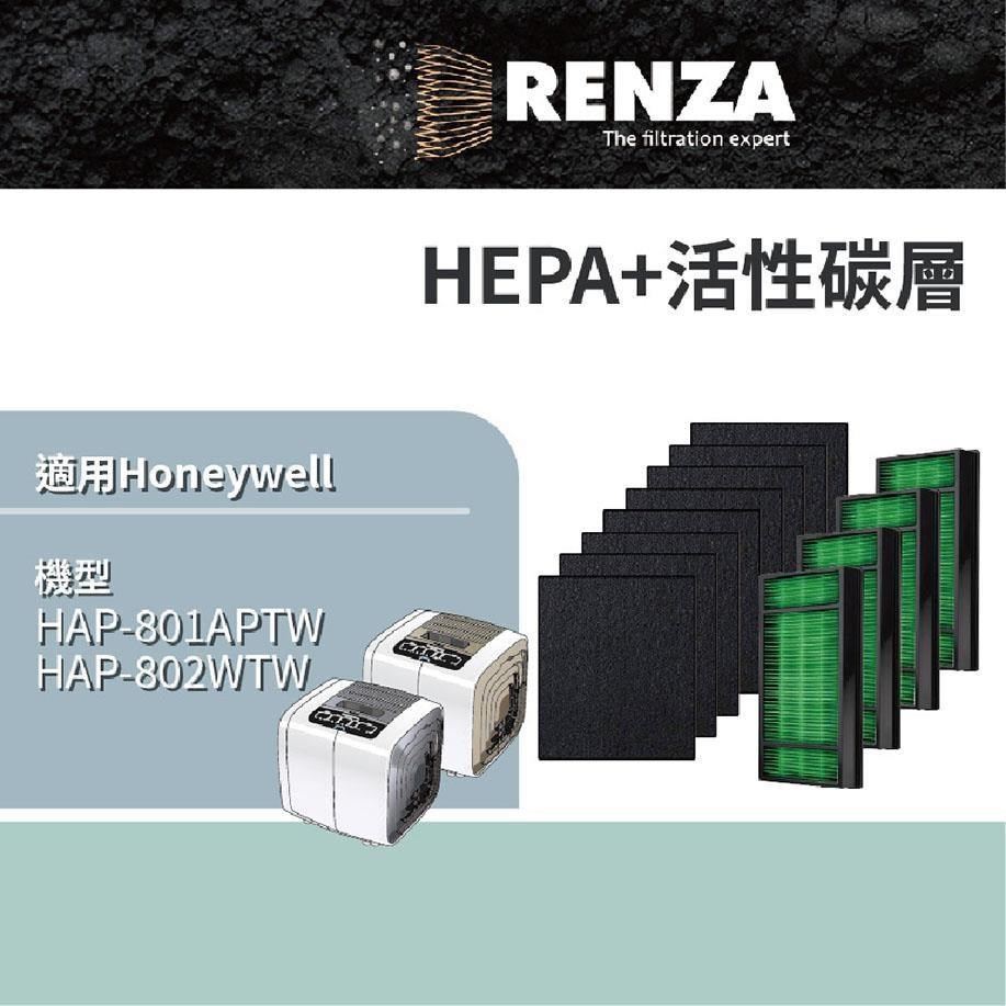 RENZA 適用Honeywell HAP-801APTW 802 HRF-HX2 E2-AP 抗菌版 濾心