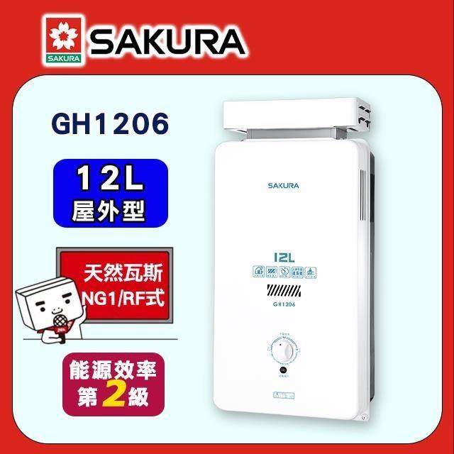 SAKURA 櫻花 12L《屋外型》抗風型一般大廈用熱水器GH1206(NG1/RF式)