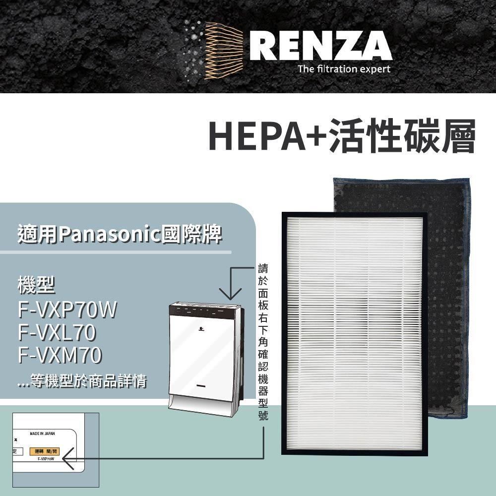 RENZA 適用Panasonic國際牌 F-VXP70W F-VXL70 F-VXM70 HEPA活性碳 濾芯