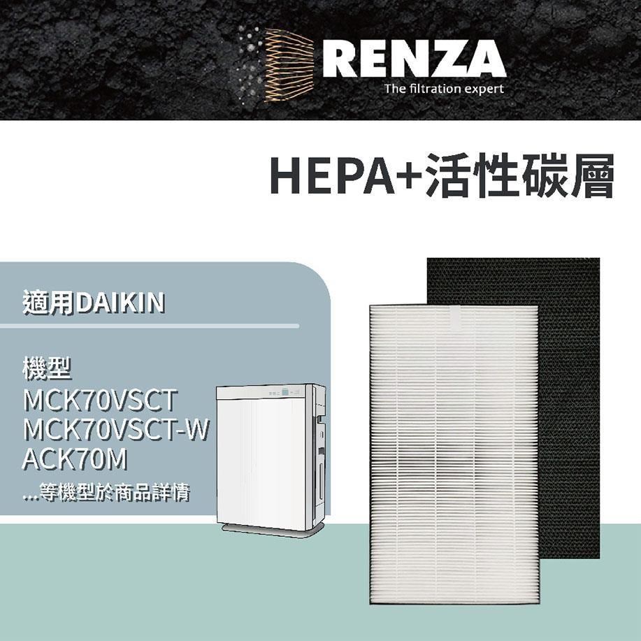 RENZA 濾網 適用Daikin 大金 MCK70VSCT-W MCK70 MCK70VSCTW HEPA+活性碳