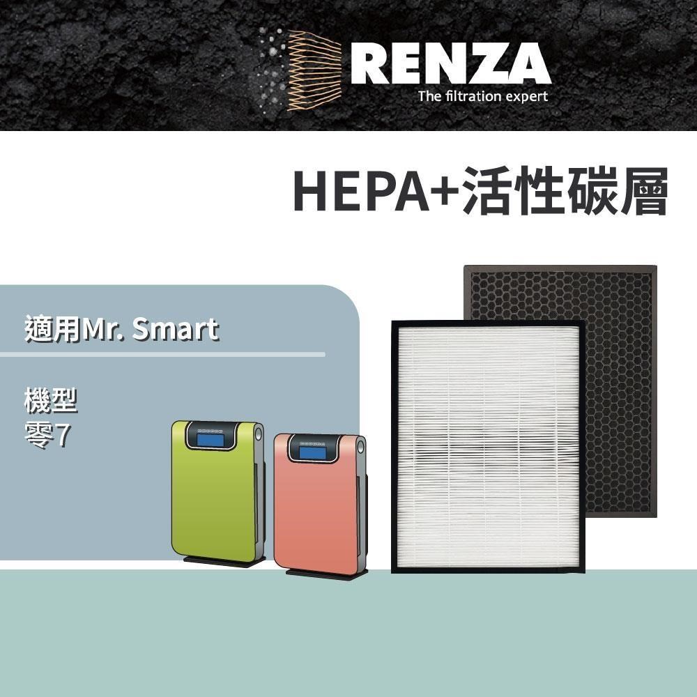 RENZA 適用 Mr. Smart 零.7 雙頻雙核心空氣清淨機 HEPA+活性碳 MRSMART