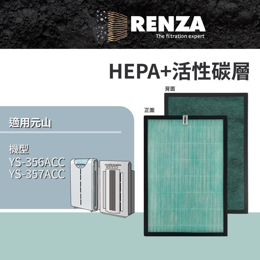 RENZA 適用 元山 YS-356ACC YS-357ACC 空氣清淨機 高效HEPA+活性碳濾網 濾芯