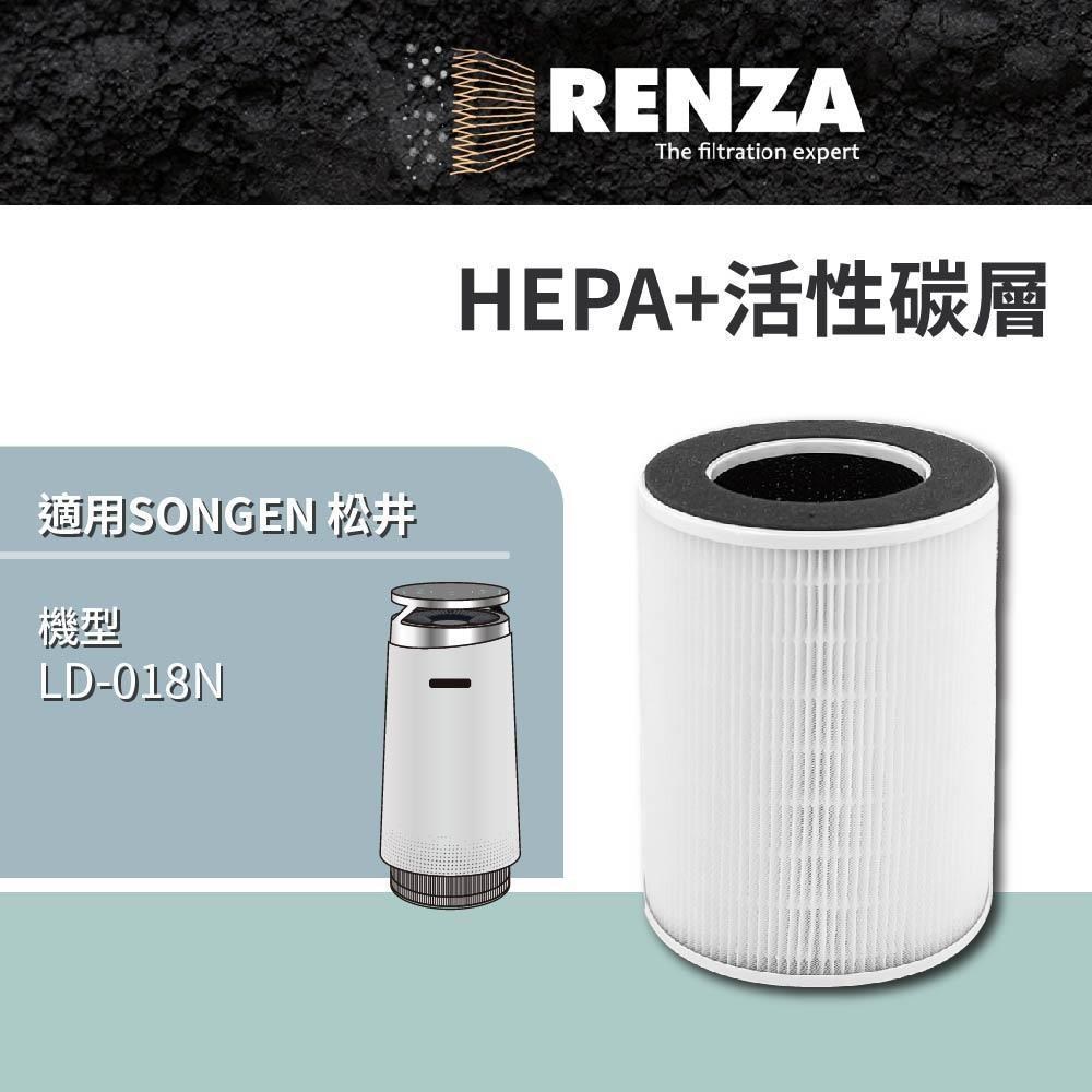 RENZA SONGEN 松井 LD-018N 全效抗菌空氣清淨機 HEPA+活性碳 濾網 濾芯