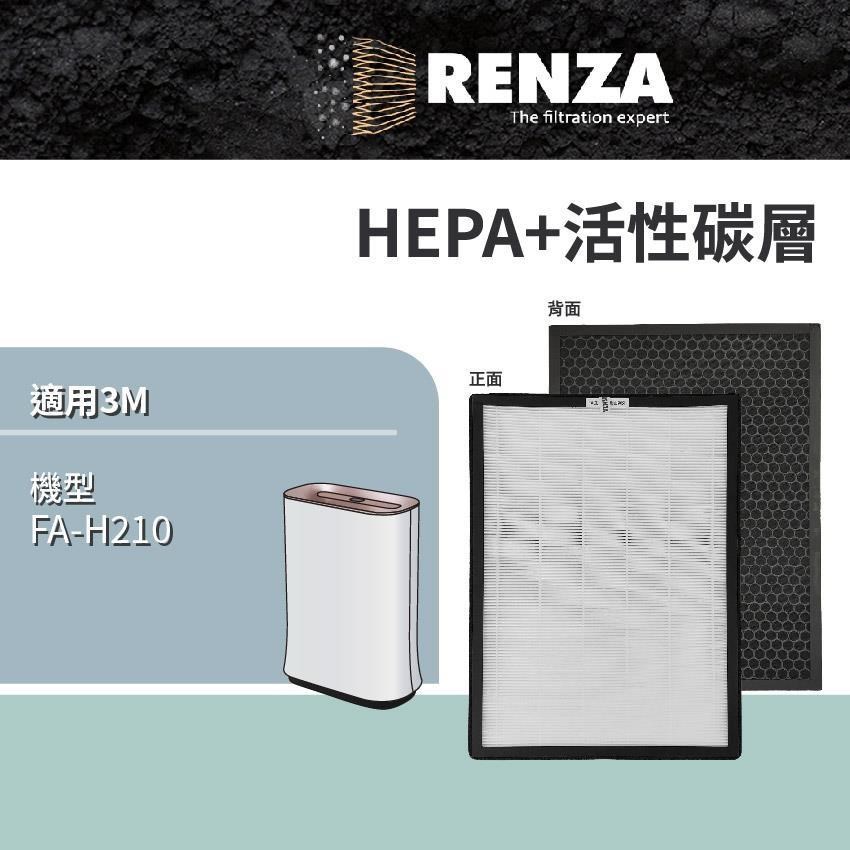 RENZA 3M FA-H210 超抗敏型 4-10坪 空氣清淨機 HEPA+活性碳 濾網 濾芯