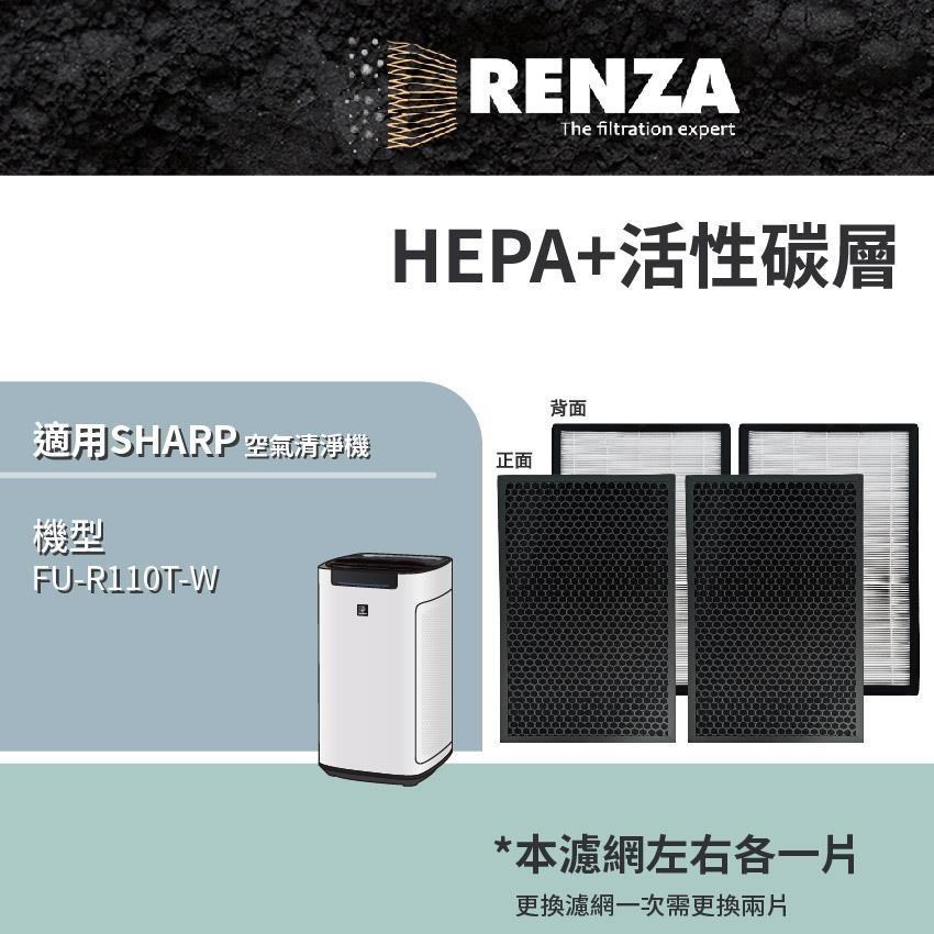 RENZA 適用夏普 FU-R110T-W Max極淨呼吸高效除甲醛空氣清淨機 HEPA+活性碳