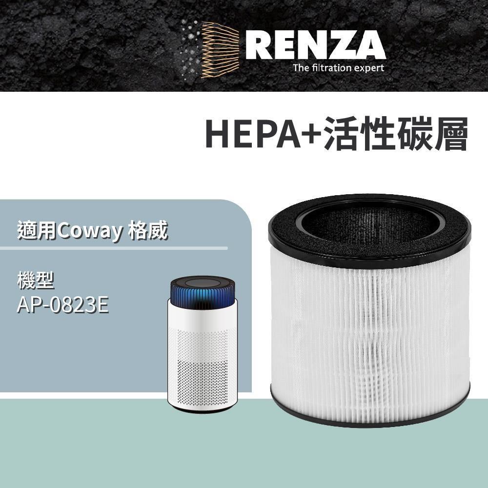 RENZA 適用 Coway 格威 AP-0823E 靜小眠除臭抗敏清淨機 HEPA+活性碳 濾網 濾芯