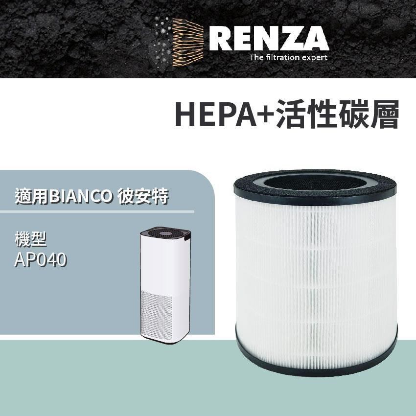 RENZA 適用 BIANCO 彼安特 AP040 負離子空氣清淨機 HEPA+活性碳 濾網 濾芯 濾心
