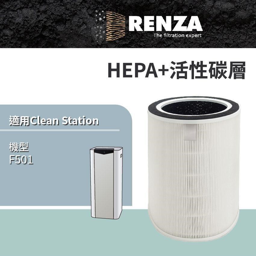 RENZA 適用Clean Station 克立淨 F501 全時守護空氣清淨機 HEPA+活性碳濾網濾芯
