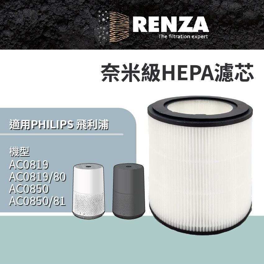 RENZA 適用PHILIPS 飛利浦 AC0819 AC0819/80 AC0850 AC0850/81空氣清淨機HEPA濾網