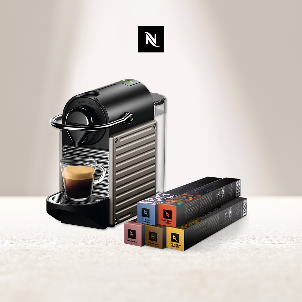 Nespresso 膠囊咖啡機 Pixie &amp; 訂製咖啡時光50顆組