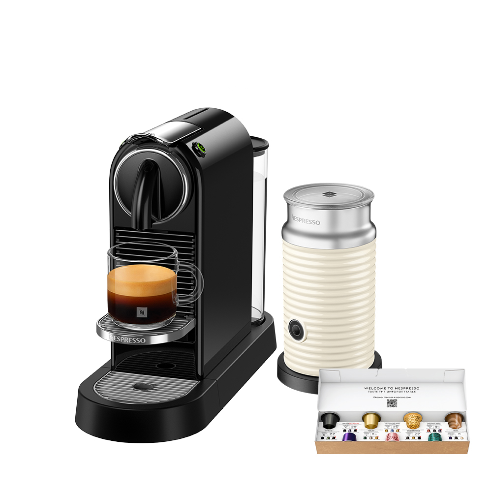 Nespresso CitiZ 膠囊咖啡機(贈咖啡組)-魅力黑& Aeroccino3奶泡機