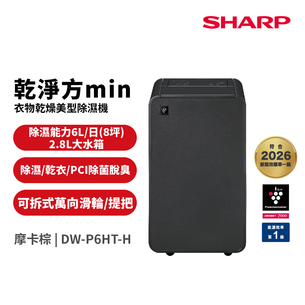 6公升 乾淨方MINI衣物乾燥美型除濕機 DW-P6HT-H 摩卡棕
