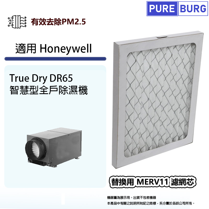 PUREBURG 適用Honeywell True Dry DR65 DR65A2000 智慧型/全戶型/全屋式除濕機替換用PM2.5濾網濾芯