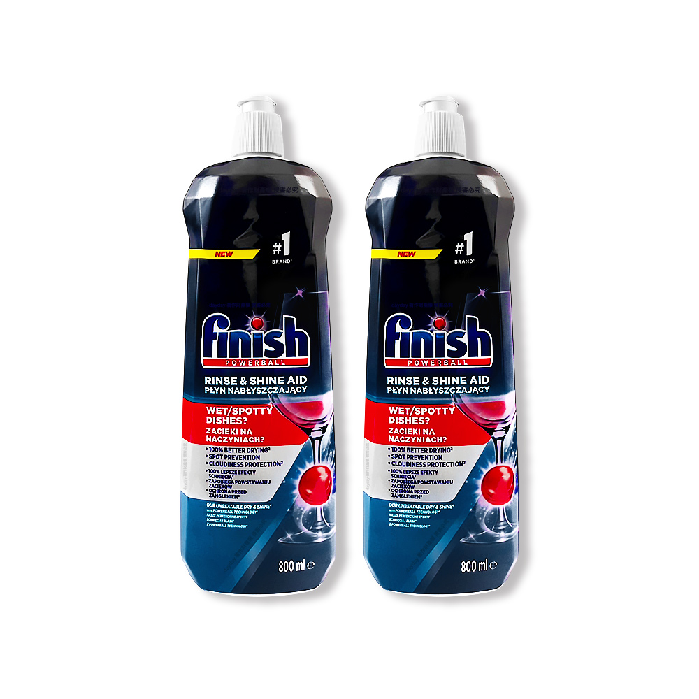 (2瓶超值組)英國FINISH-洗碗機專用碗盤玻璃器皿亮潔輔助洗劑800ml/瓶(保持玻璃器皿透亮有光澤)