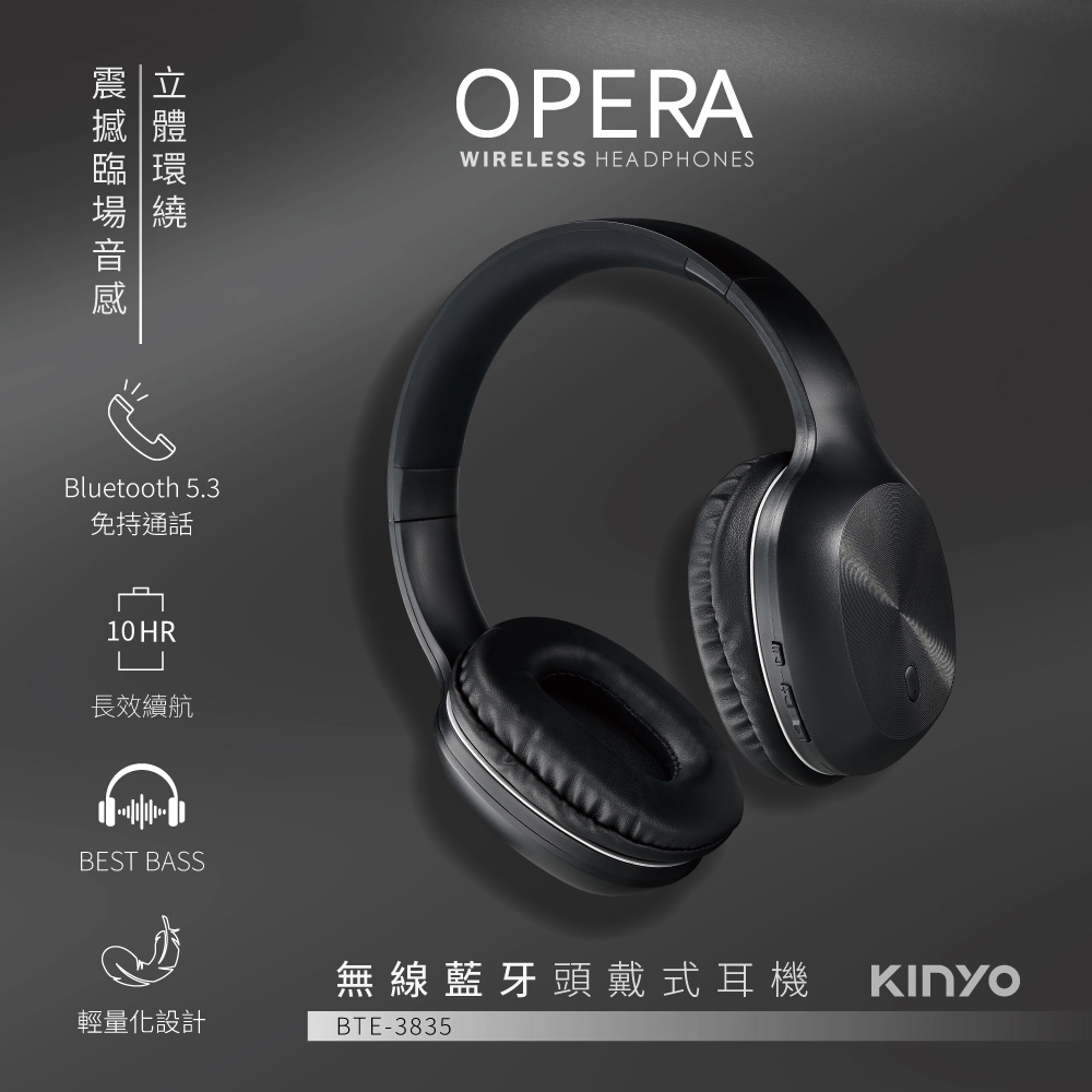 無線藍牙頭戴式耳機 BTE-3835