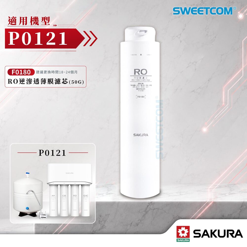 SAKURA 櫻花 F0180(RO逆滲透薄膜濾芯)濾心 P0121專用濾芯 RO膜 逆滲透膜 淨水器濾心 F0180 P0121