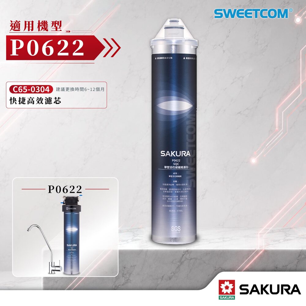 SAKURA 櫻花 C65-0304濾芯 P0622專用濾芯 快捷高效 淨水器 濾心 適用 活性碳 複合型濾心