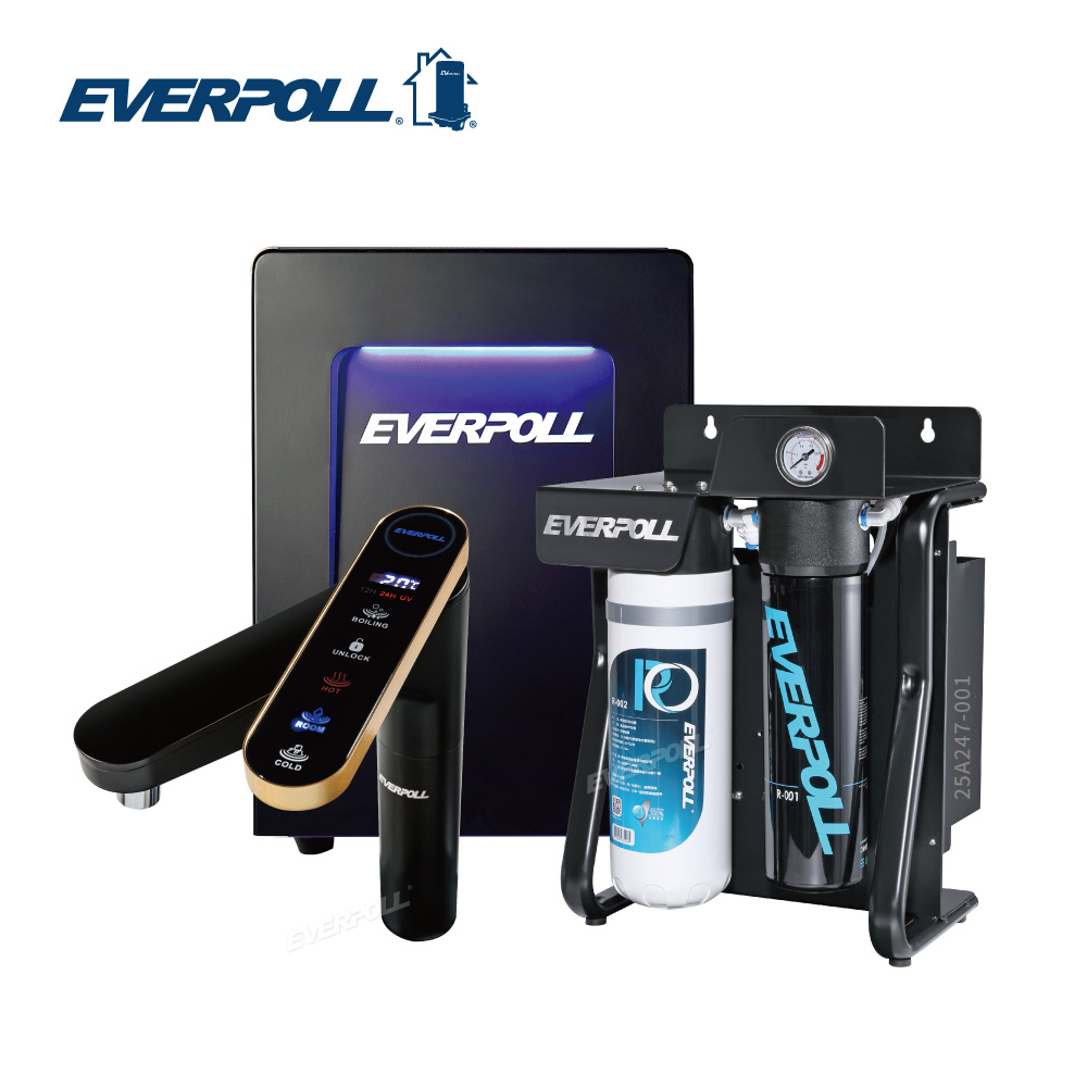 EVERPOLL 愛科濾淨 智能廚下型三溫UV觸控飲水機+直出式極淨純水設備(EVB-398+RO-900)