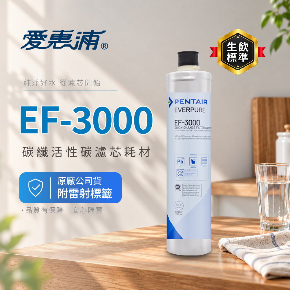 EVERPURE 愛惠浦 美國原廠 PURVIVE-EF-3000 碳纖活性碳濾芯~附雷射標籤~