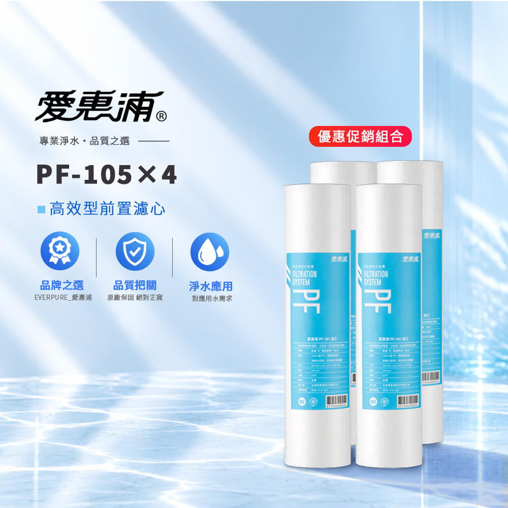 EVERPURE 愛惠浦 PF-105×4支 前置濾心 去除泥沙 濾心 濾芯