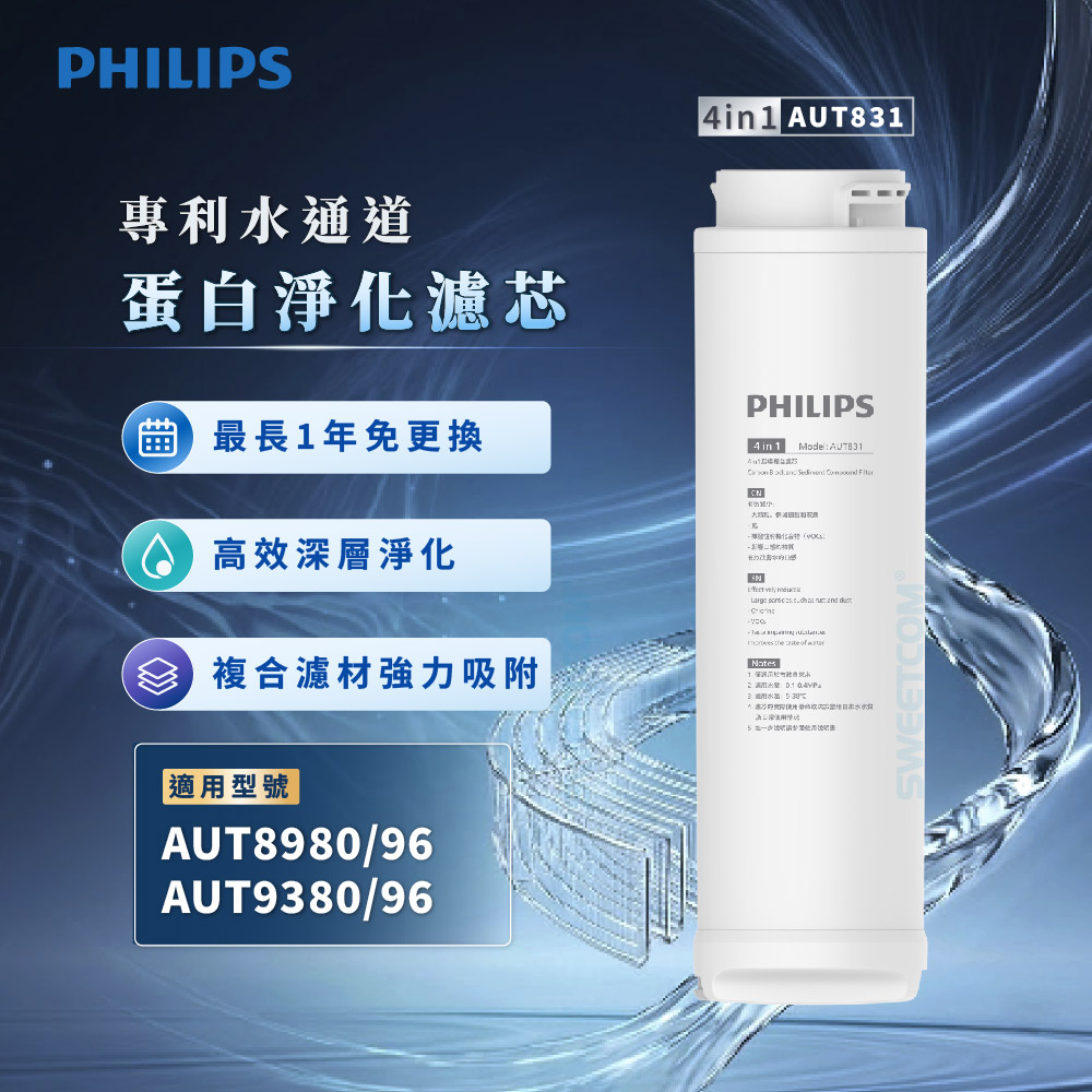PHILIPS 飛利浦 AUT831 4in1濾芯(第一道) 適用 AUT8980/96 AUT9380/96