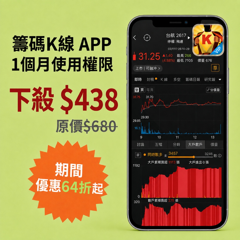 【軟體】籌碼K線  APP 專業版 1 個月使用權限