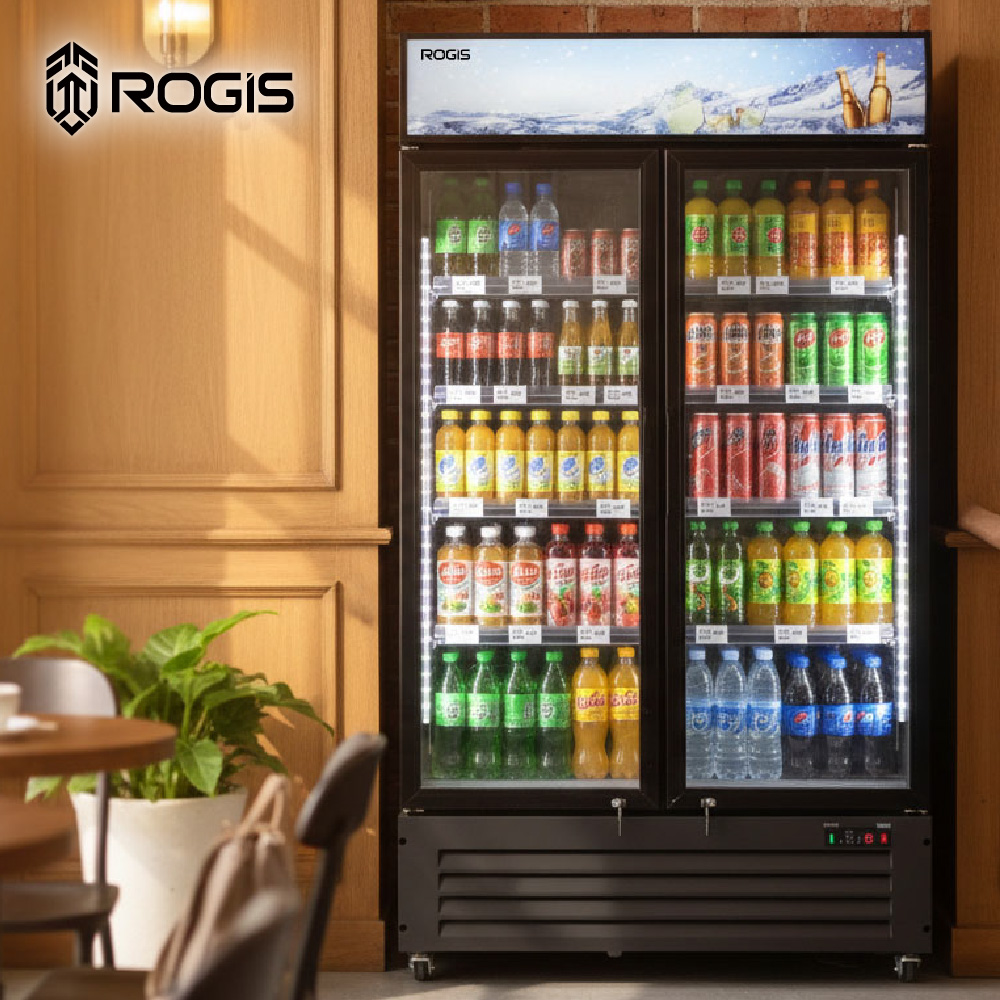LOGIS 邏爵 酷黑商用雙門冷藏冰箱 LED照明 立式玻璃冷藏櫃 飲料櫃 超商餐廳營業用220V【KXG-900H】
