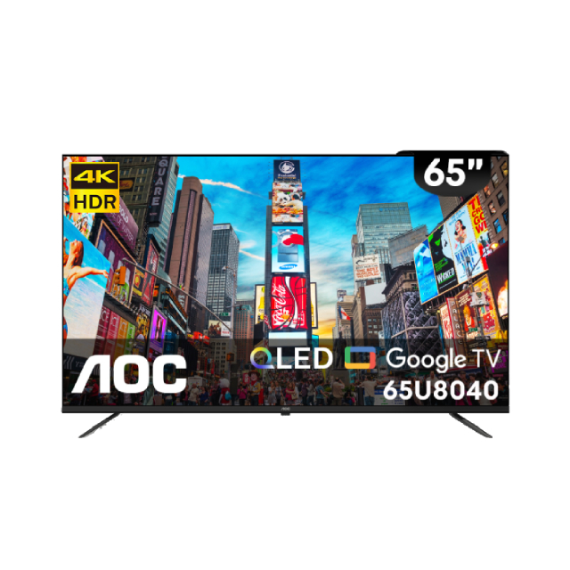 AOC 65型 4K QLED Google TV 雙杜比認證 量子點智慧顯示器 含WIFI攝影機 (65U8040)