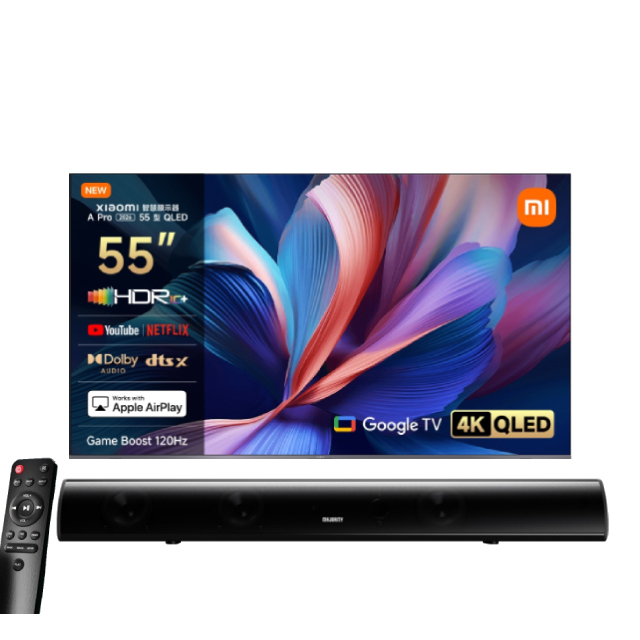 Xiaomi 小米 55吋 4K QLED 120Hz APPLE認證 Gologe TV 智慧聯網顯示器 含MAJORITY Teton劇院聲霸 (A Pro 2026 55型)