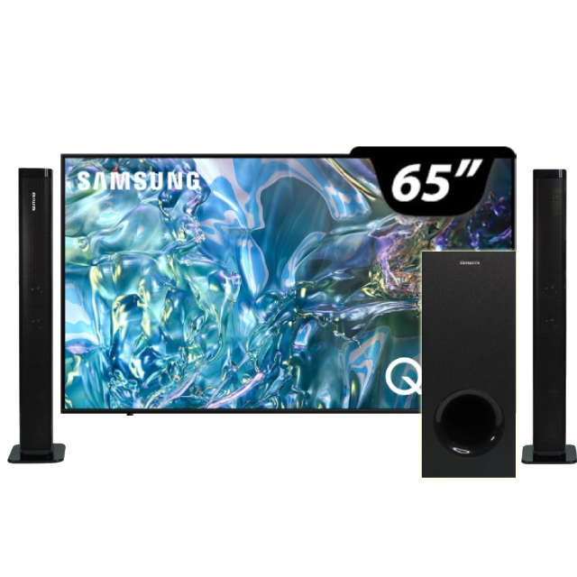 Samsung 三星 65吋4K HDR 10+ Airplay QLED量子智慧顯示器 65Q60D (QA65Q60DAXXZW)+2.1聲道 分離式無線重低音聲霸