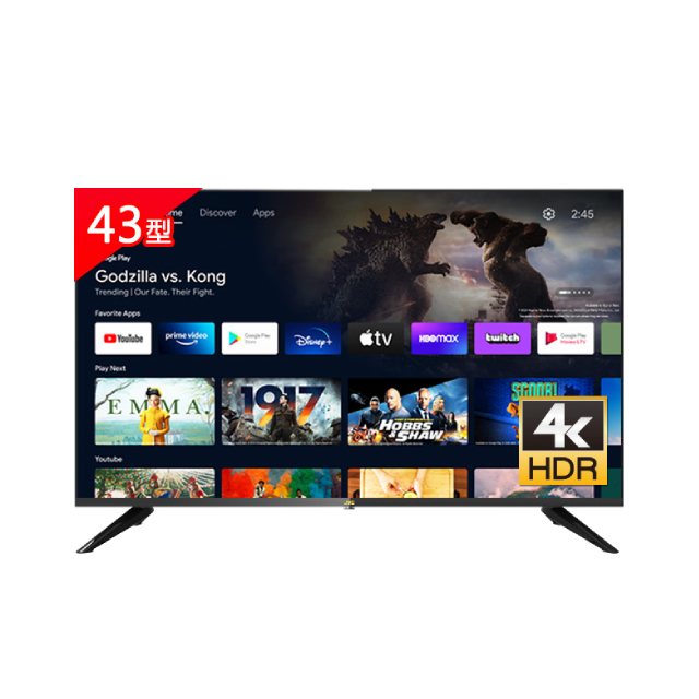 JVC  43吋Google認證4K HDR連網液晶顯示器43M4K