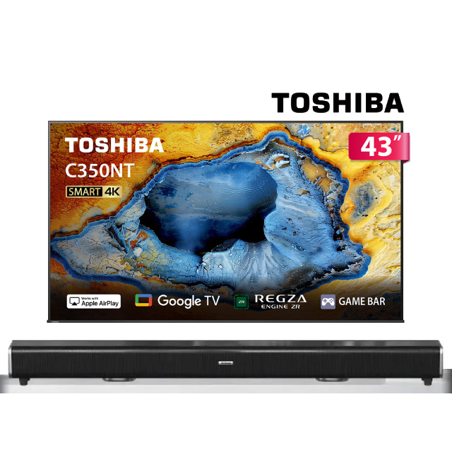 TOSHIBA 東芝REGZA 43型4K Google TV液晶顯示器(43C350NT)+2.2聲道全