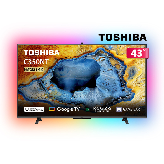 REGZA 43型4K Google TV液晶顯示器 含超薄壁掛架+電視情境燈+九陽316溫控快煮壺 43C350NT