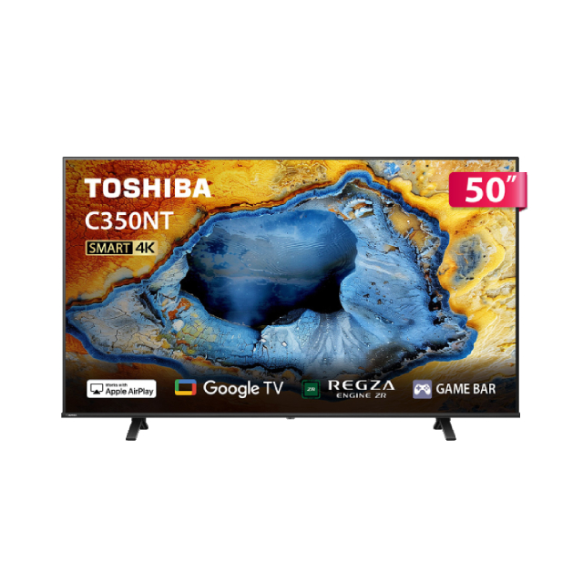 TOSHIBA 東芝 REGZA 50型4K Google TV液晶顯示器 含工業風電視螢幕增高架 (50C350NT)